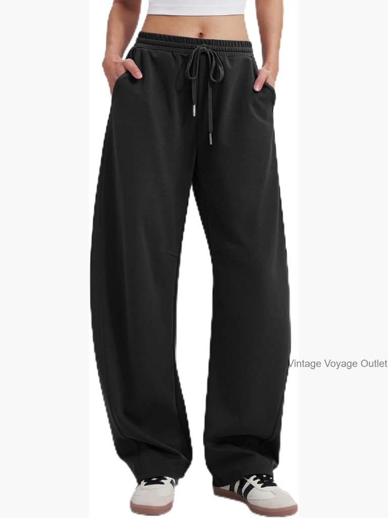 Barrel Wide Leg Sweatpants Double Knit Spacer Fabric Loose Fit Lounge